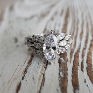 Epiphany Platinum clad SS Diamonique ring sz 7